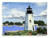 Goat Island Lighthouse Newport Rhode Island - Blanket