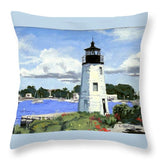 Goat Island Lighthouse Newport Rhode Island - Throw Pillow