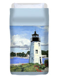 Goat Island Lighthouse Newport Rhode Island - Duvet Cover