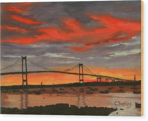 Newport Bridge Newport Rhode Island - Wood Print