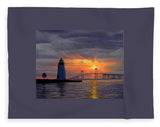 Goat Island Lighthouse Newport Rhode Island - Blanket