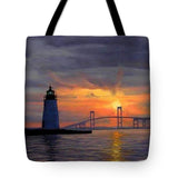 Goat Island Lighthouse Newport Rhode Island - Tote Bag