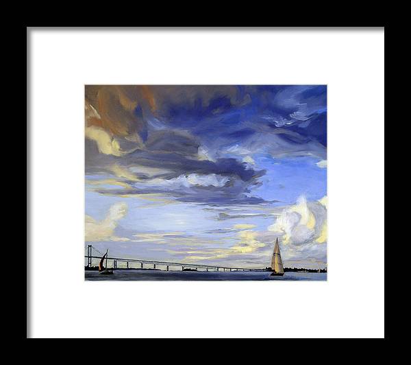 Newport Bridge Newport Rhode Island - Framed Print