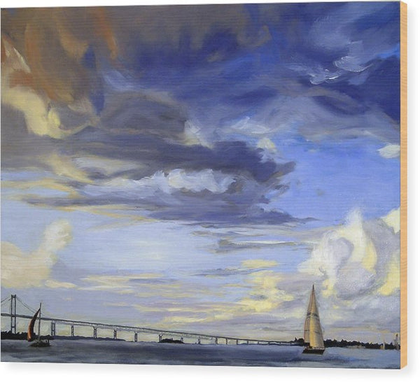 Newport Bridge Newport Rhode Island - Wood Print