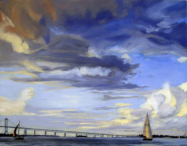 Newport Bridge Newport Rhode Island - Art Print