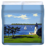Goat Island Lighthouse Newport Rhode Island - Duvet Cover