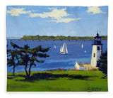 Goat Island Lighthouse Newport Rhode Island - Blanket