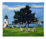 Goat Island Lighthouse Newport Rhode Island - Blanket