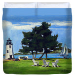 Goat Island Lighthouse Newport Rhode Island - Duvet Cover
