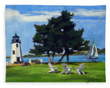 Goat Island Lighthouse Newport Rhode Island - Blanket