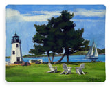 Goat Island Lighthouse Newport Rhode Island - Blanket