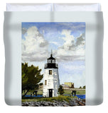 Goat Island Lighthouse Newport Rhode Island - Duvet Cover