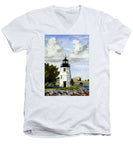 Goat Island Lighthouse Newport Rhode Island - Men's V-Neck T-Shirt