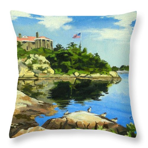 Beacon Rock Brenton Cove Newport Rhode Island - Throw Pillow