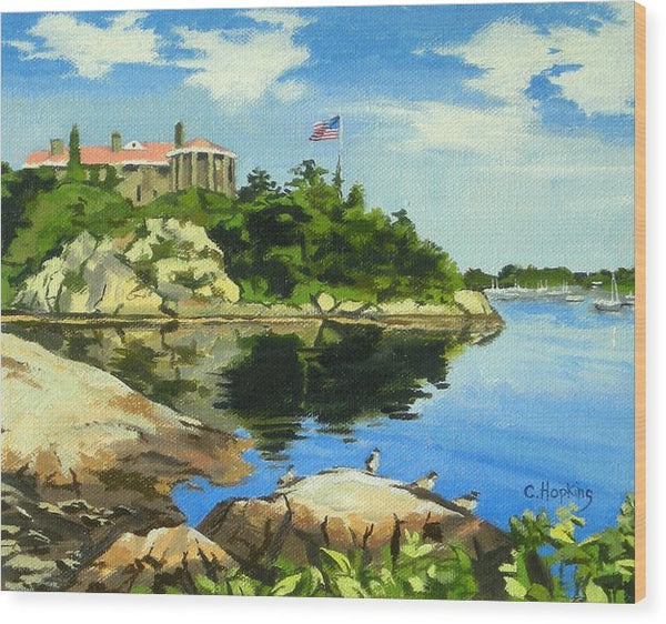 Beacon Rock Brenton Cove Newport Rhode Island - Wood Print