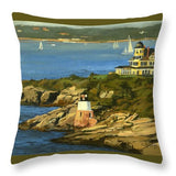 Castle Hill Light and Inn Newport Rhode Island - Throw Pillow