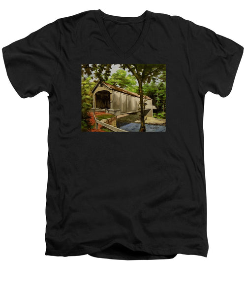 Comstock Covered Bridge East Hamptom Connecticut - Men's V-Neck T-Shirt