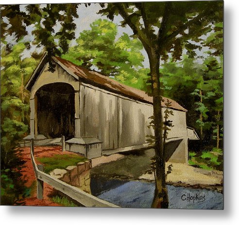 Comstock Covered Bridge East Hamptom Connecticut - Metal Print