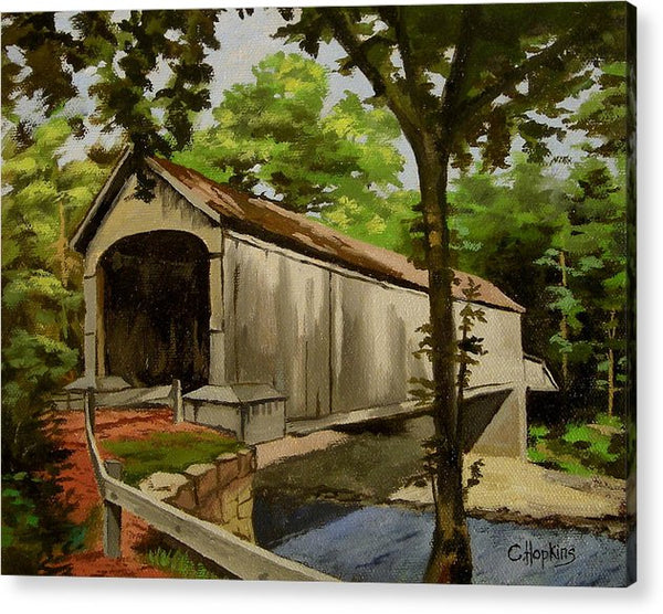 Comstock Covered Bridge East Hamptom Connecticut - Acrylic Print