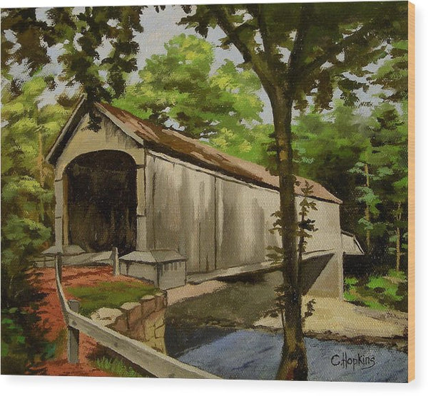 Comstock Covered Bridge East Hamptom Connecticut - Wood Print