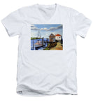 Fishing Dock Martha's Vineyard Massachusetts - Men's V-Neck T-Shirt