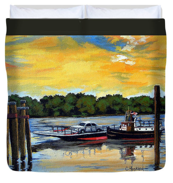 The Rocky Hill Glastonbury Ferry Glastonbury Connecticut  - Duvet Cover