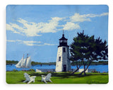 Goat Island Lighthouse Newport Rhode Island - Blanket