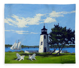 Goat Island Lighthouse Newport Rhode Island - Blanket