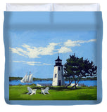 Goat Island Lighthouse Newport Rhode Island - Duvet Cover