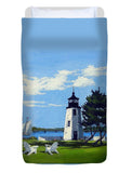 Goat Island Lighthouse Newport Rhode Island - Duvet Cover