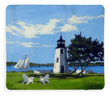 Goat Island Lighthouse Newport Rhode Island - Blanket