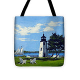 Goat Island Lighthouse Newport Rhode Island - Tote Bag