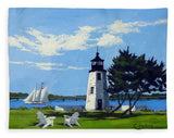 Goat Island Lighthouse Newport Rhode Island - Blanket