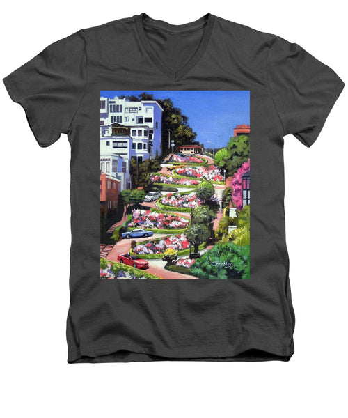 Lombard Street - San Francisco, California - Men's V-Neck T-Shirt