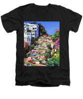 Lombard Street - San Francisco, California - Men's V-Neck T-Shirt