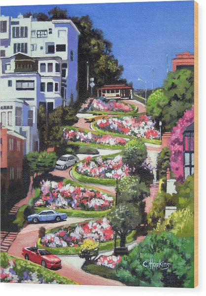 Lombard Street - San Francisco, California - Wood Print