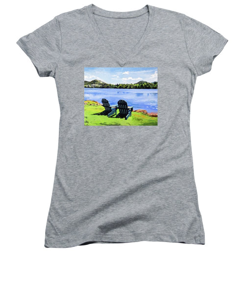 Mirror Lake Lake Placid New York - Women's V-Neck