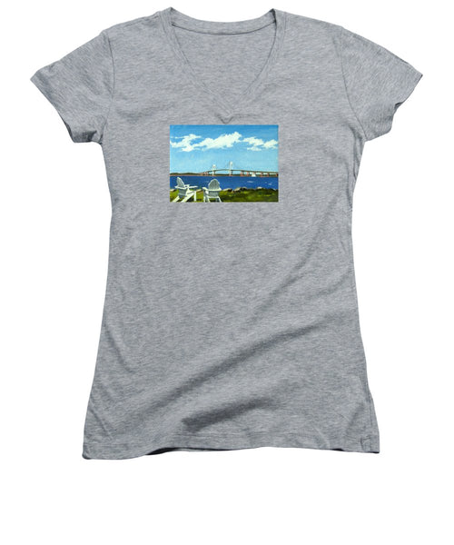 Newport Bridge Newport Rhode Island - Women's V-Neck