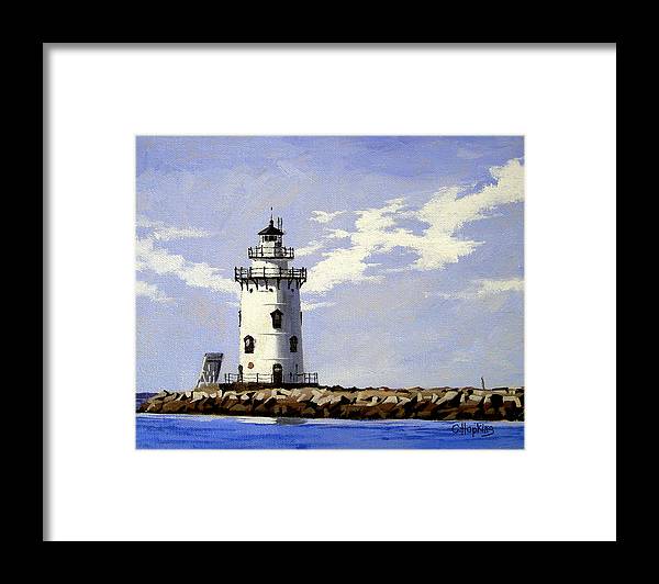 Saybrook Breakwater Lighthouse Old Saybrook Connecticut - Framed Print