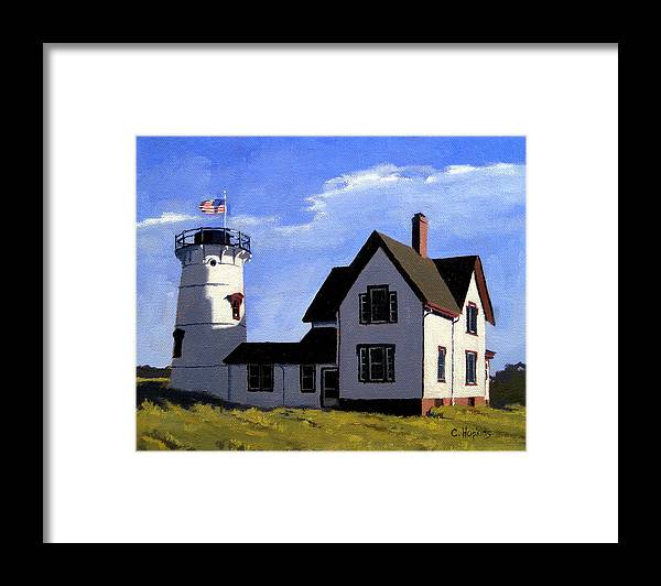 Stage Harbor Lighthouse Cape Cod Massachusetts - Framed Print