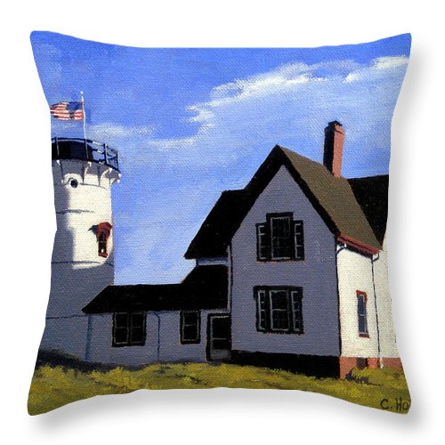 Stage Harbor Lighthouse Cape Cod Massachusetts - Throw Pillow