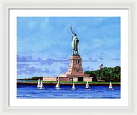 Statue of Liberty on Liberty Island in New York Harbor in New York City - Framed Print