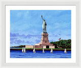 Statue of Liberty on Liberty Island in New York Harbor in New York City - Framed Print