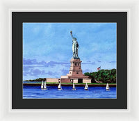 Statue of Liberty on Liberty Island in New York Harbor in New York City - Framed Print