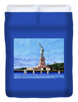 Statue of Liberty on Liberty Island in New York Harbor in New York City - Duvet Cover