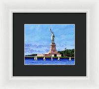 Statue of Liberty on Liberty Island in New York Harbor in New York City - Framed Print