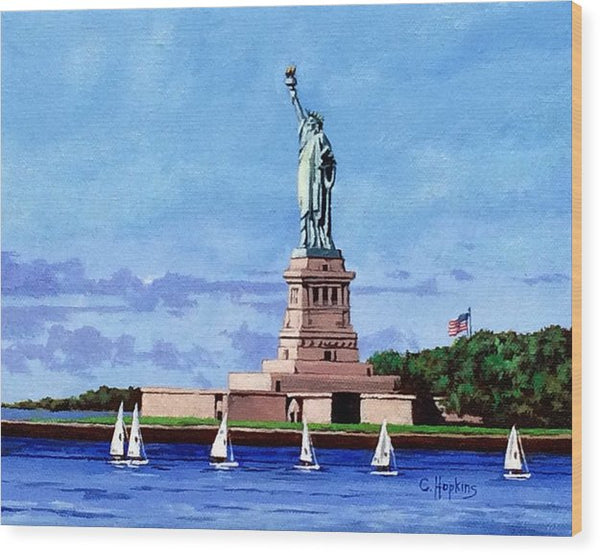 Statue of Liberty on Liberty Island in New York Harbor in New York City - Wood Print
