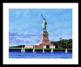 Statue of Liberty on Liberty Island in New York Harbor in New York City - Framed Print