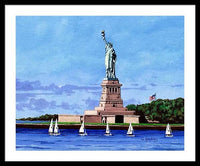 Statue of Liberty on Liberty Island in New York Harbor in New York City - Framed Print
