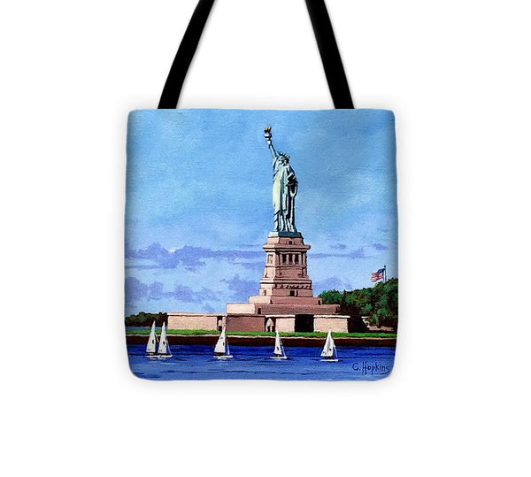 Statue of Liberty on Liberty Island in New York Harbor in New York City - Tote Bag